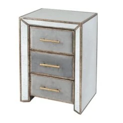 Pacific Lifestyle Pacific Brindisi 3 Drawer Bedside Table, Grey Velvet -Furniture Store 30821545 alt02